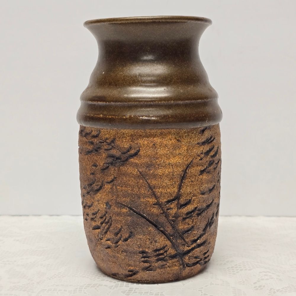 Vintage Rinquist Studio Pottery Brown Vase Cottagecore Rustic